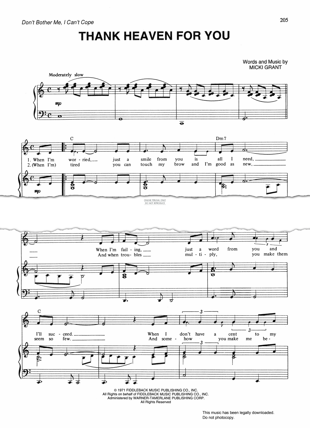 Produktbild zu: Thank Heaven For You (from 'Don't Bother Me, I Can't Cope')