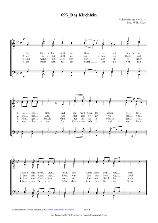 Product picture to: Das Kirchlein Volksweise arr. von F. A. / Wilh. Kilzer 