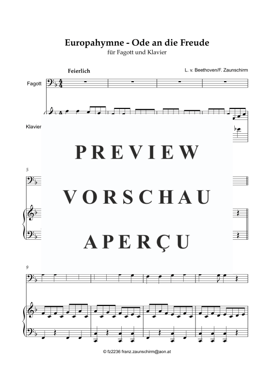 Product gallery: Page 2 of 8 Europhymne - Ode an die Freude, , Bassoon and Piano