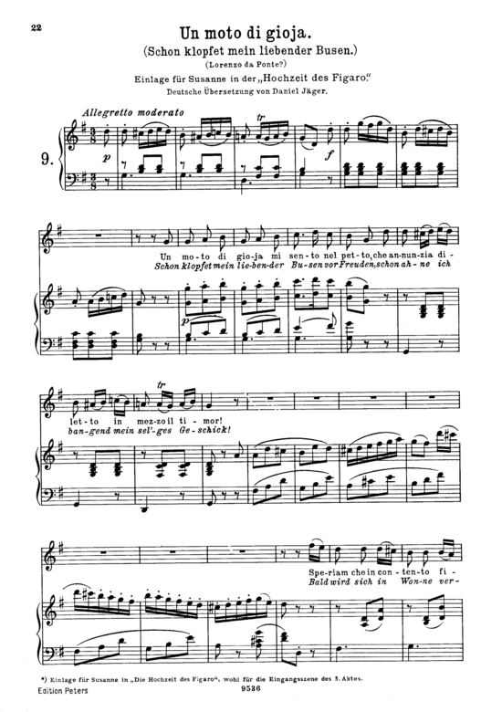 Product picture to: Un moto di gioja (Schon klopfet mein liebender Busen K.579)Wolfgang Amadeus Mozart