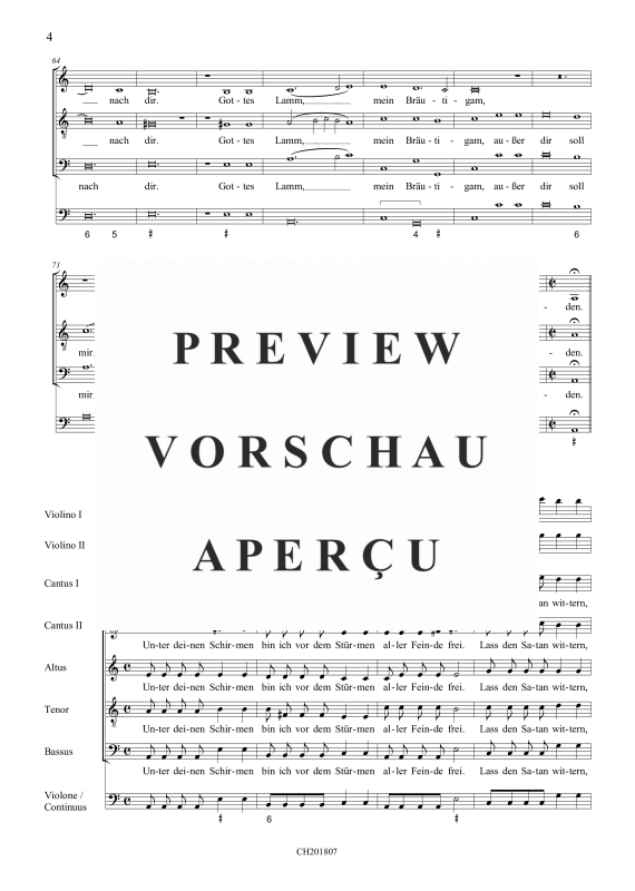gallery: Jesu meine Freude (aus: Fest-, Buß- und Danklieder), , (5 Vokalstimmen, 2 Violinen, 3 Instrumente und Continuo)