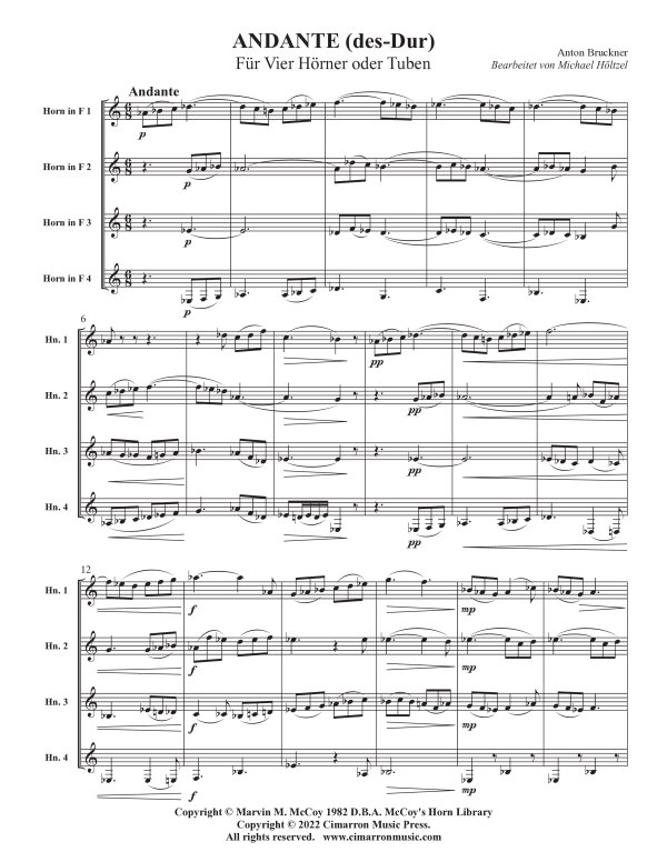 Product picture to: Andante in Des-DurAnton Bruckner