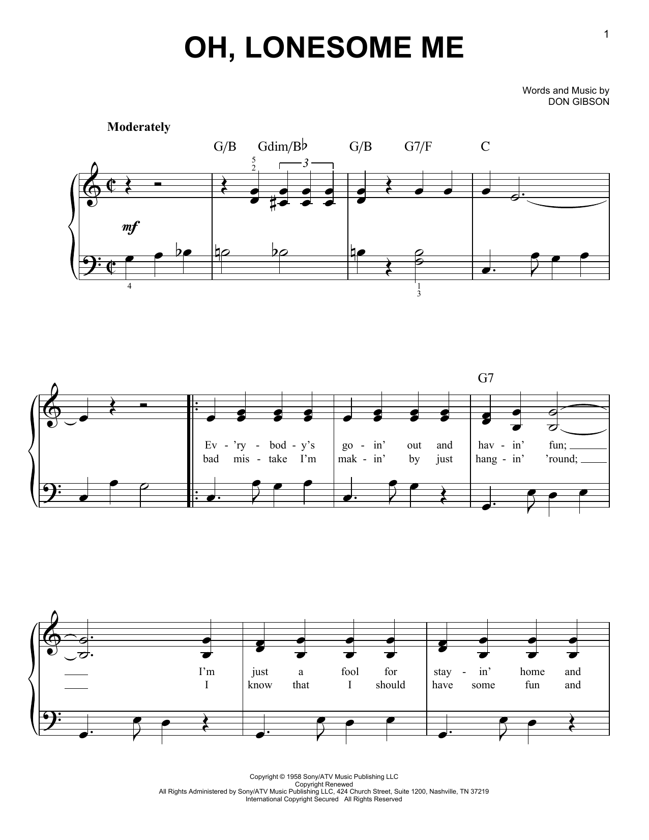 Produktgalerie: Seite 1 von 1 Oh, Lonesome Me, Don Gibson, Klavier