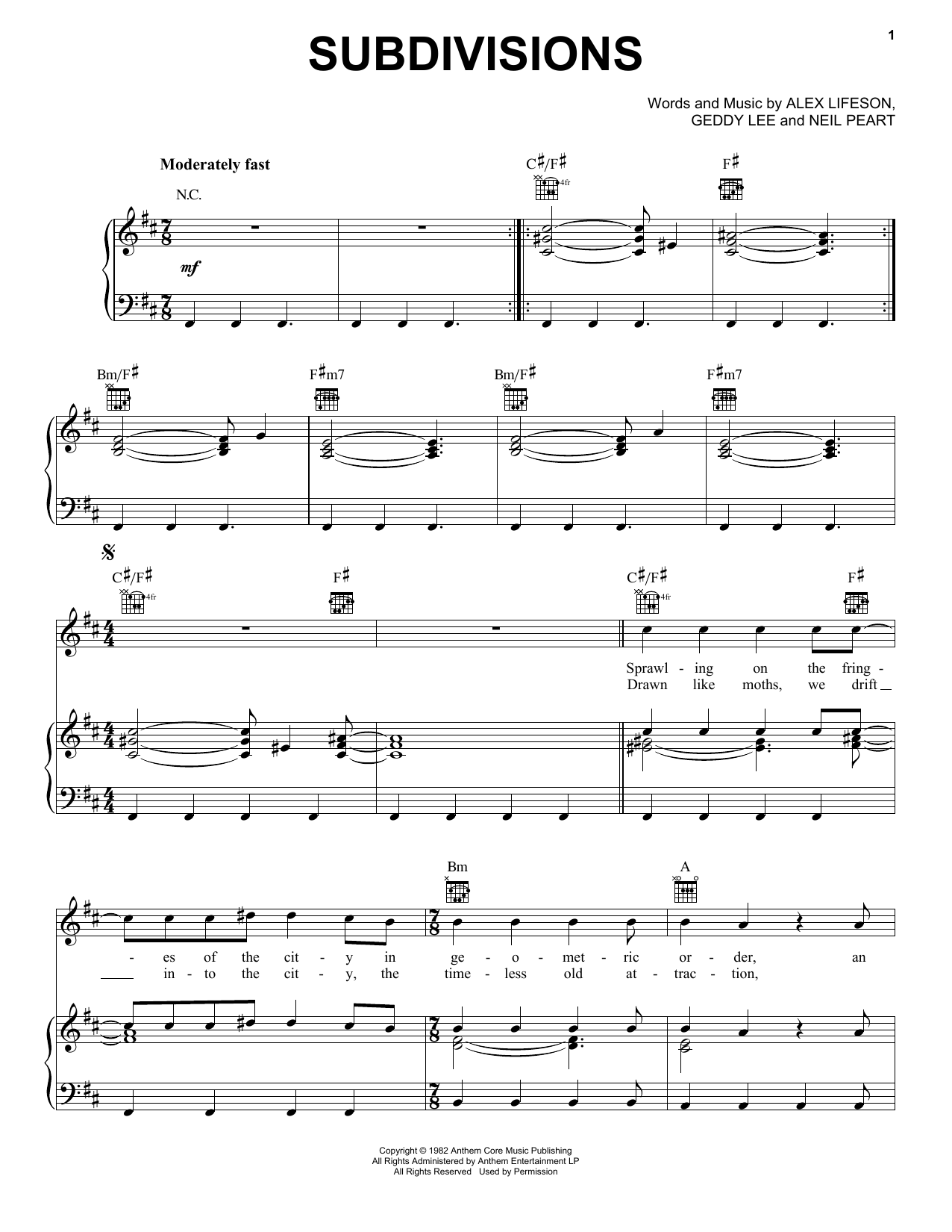 Produktgalerie: Seite 1 von 1 Subdivisions, Rush, Gesang, Gitarre, Klavier