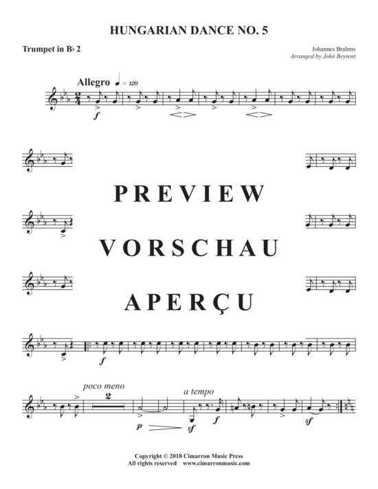 Produktgalerie: Seite 10 von 17 Hungarian Dance No. 5 , , (Blechbläser Quintett)