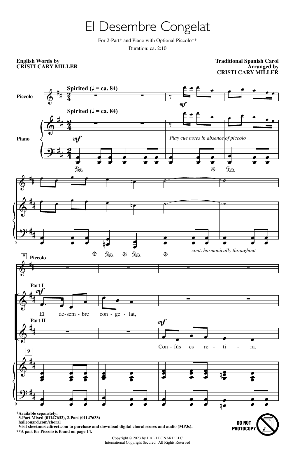Product picture to: El Desembre Congelat (arr. Cristi Cary Miller)