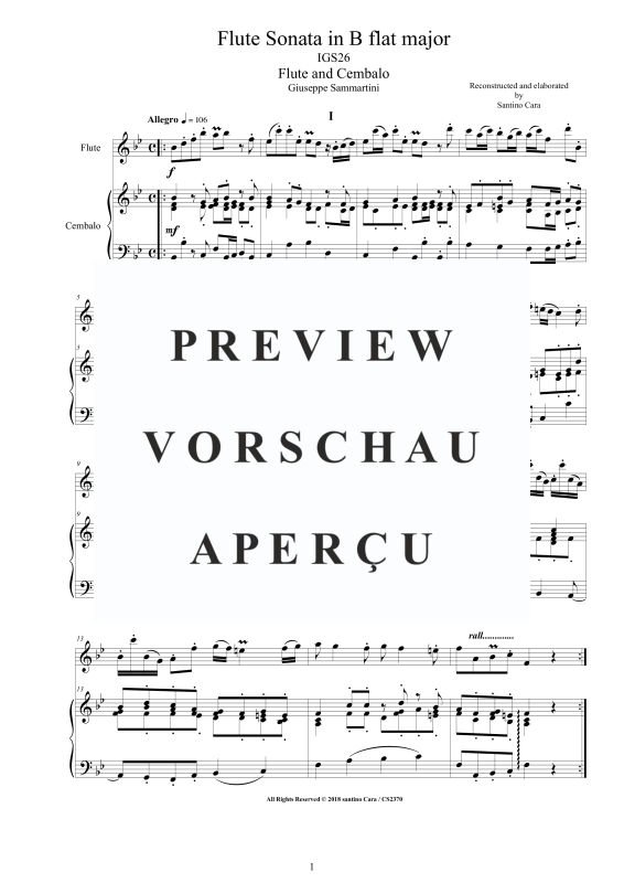 Produktgalerie: Seite 2 von 11 Flöten Sonate in B-Dur, , Flöte und Cembalo