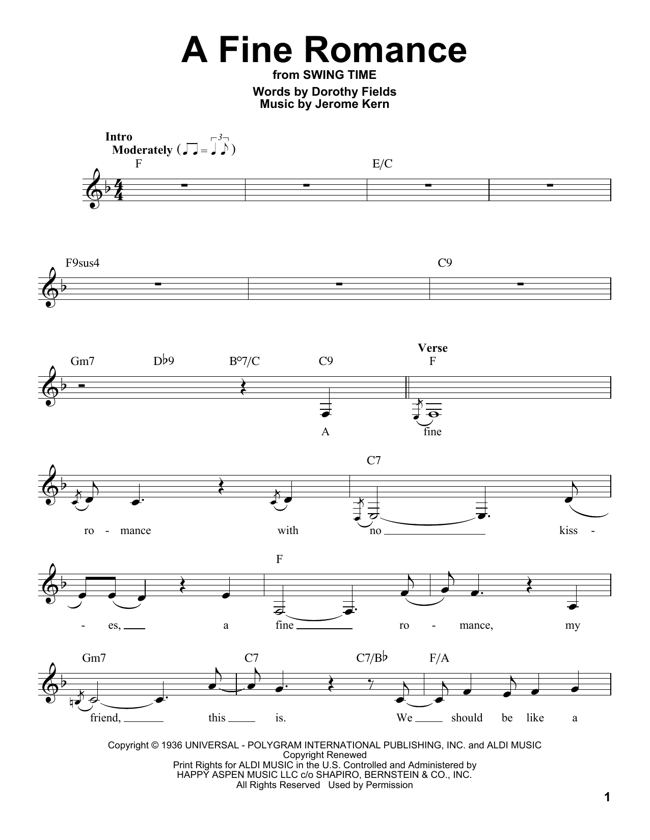 Product gallery: Page 1 of 1 A Fine Romance, Jerome Kern