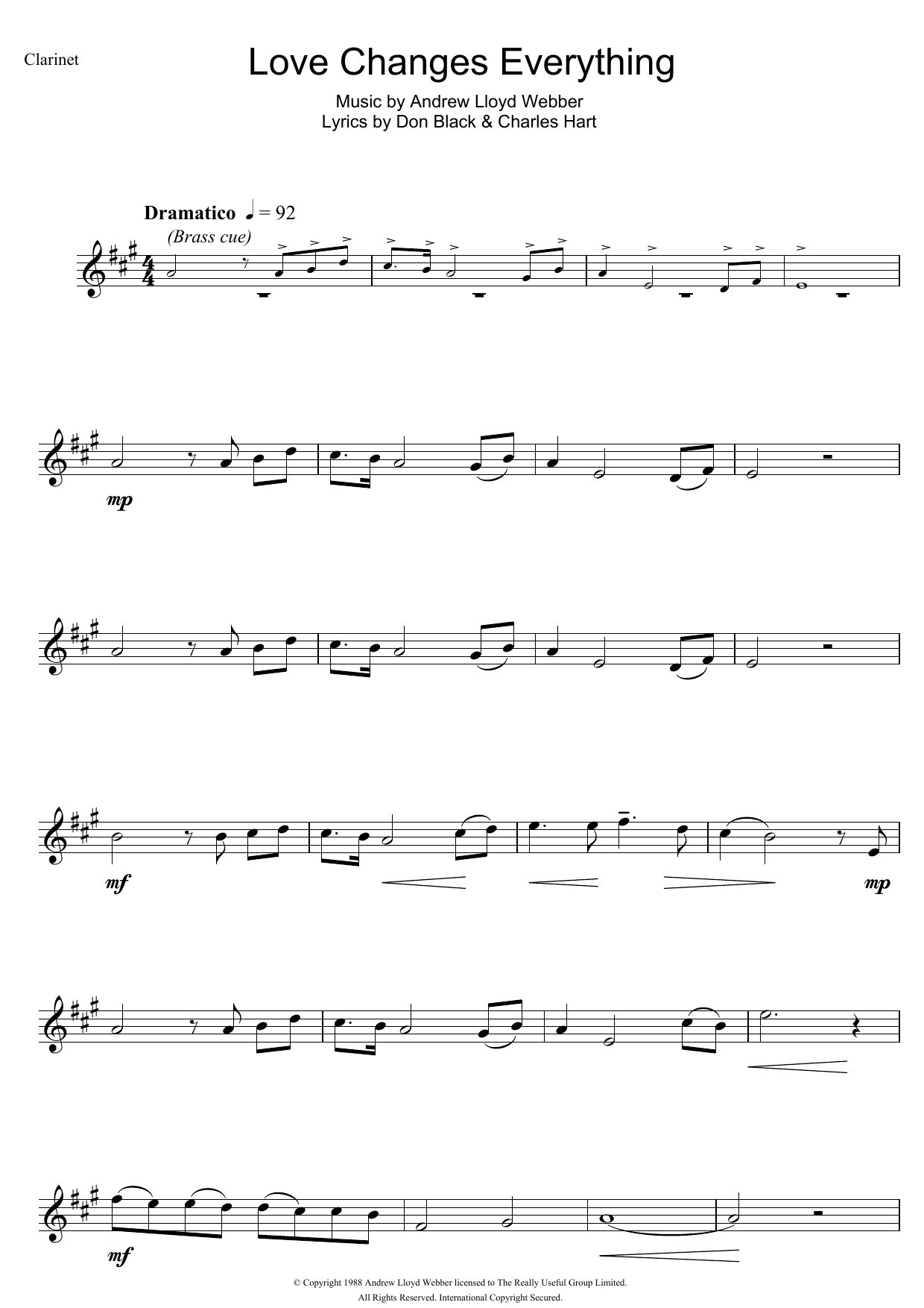 Product gallery: Page 1 of 1 Love Changes Everything (from Aspects Of Love), Andrew Lloyd Webber
