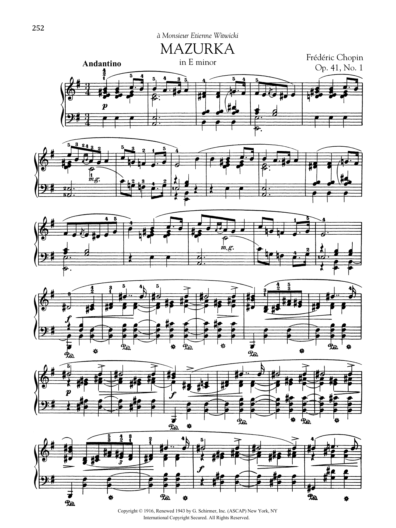 Product gallery: Page 1 of 1 Mazurka in E minor, Op. 41, No. 1, Frédéric Chopin
