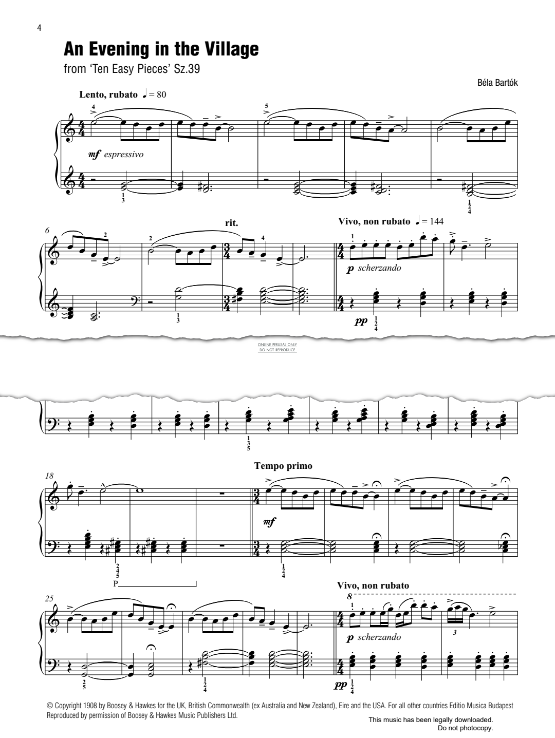 Produktgalerie: Seite 1 von 1 An Evening In The Village (from 'Ten Easy Pieces' Sz. 39), Bela Bartok, Klavier