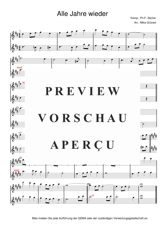 gallery: Deutsche Weihnachtslieder, , 15 Duette für 2 Querflöten oder Instrumente in C - hohe Lage