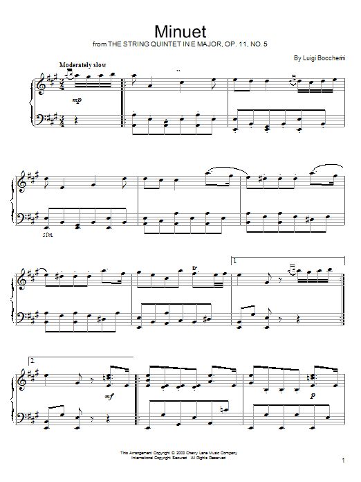 Product gallery: Page 1 of 1 Minuet, Luigi Boccherini