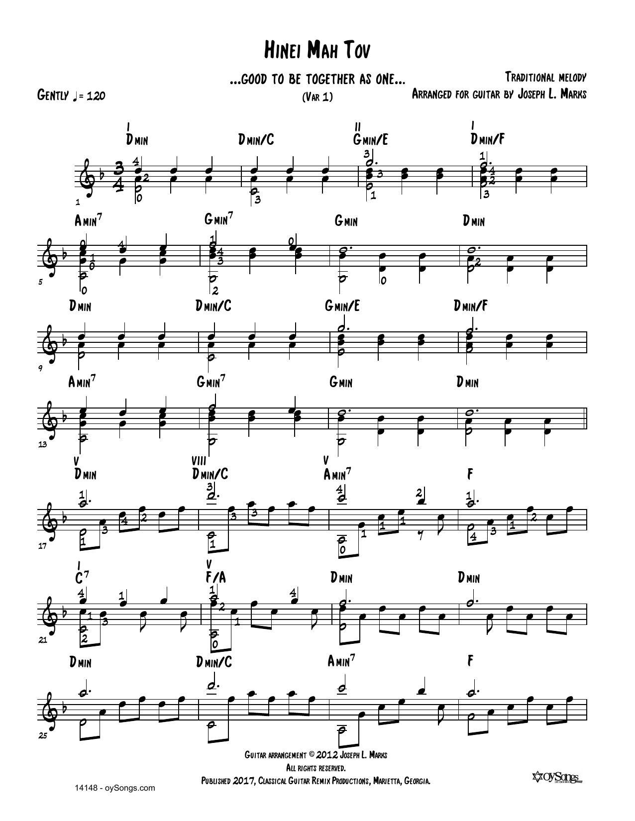 Produktbild zu: Hinei Mah Tov Var 1 (arr. Joe Marks)