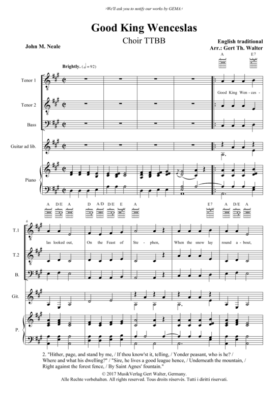 Produktbild zu: Good King Wenceslas Traditional