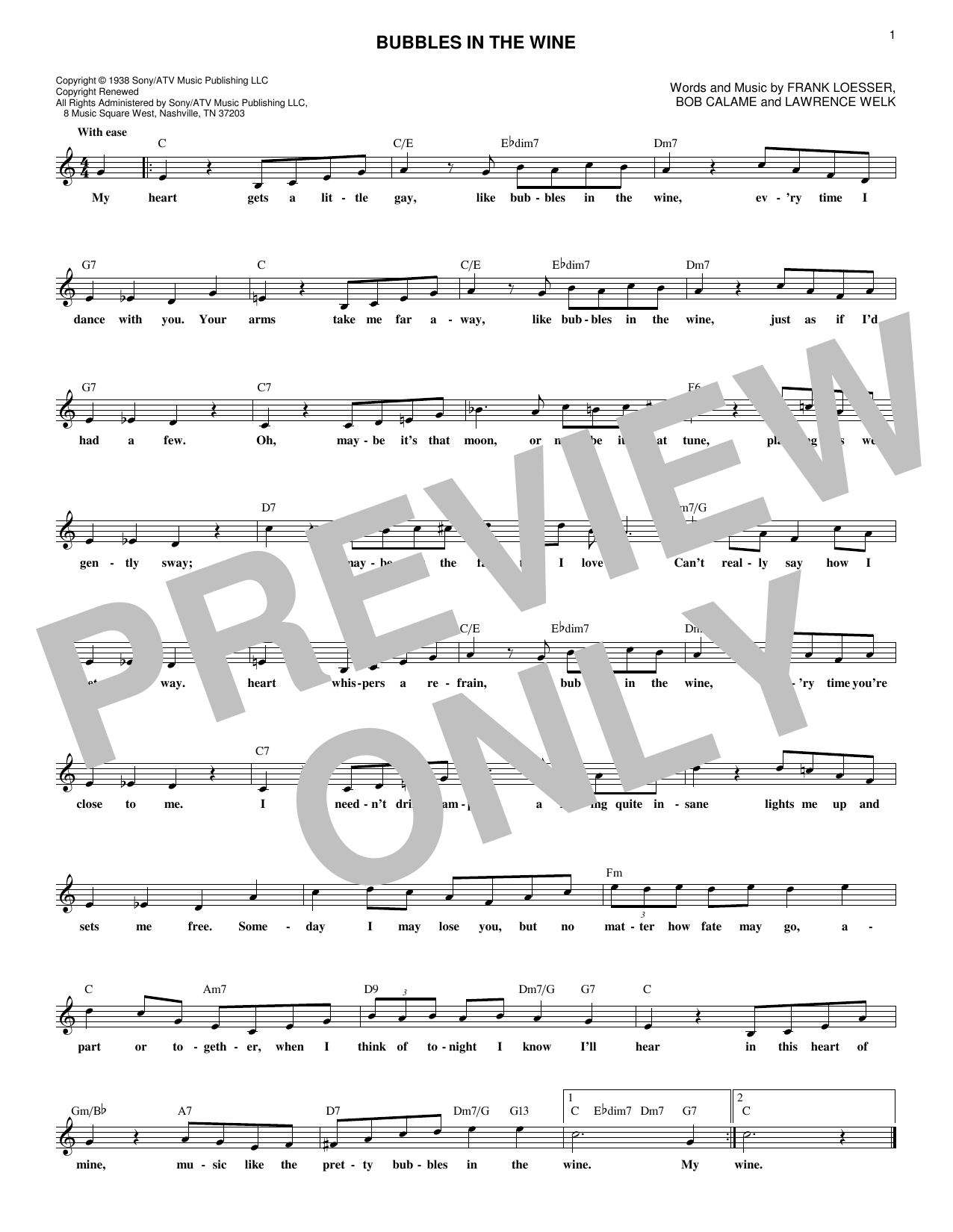 Product gallery: Page 1 of 1 Bubbles In The Wine, Frank Loesser
