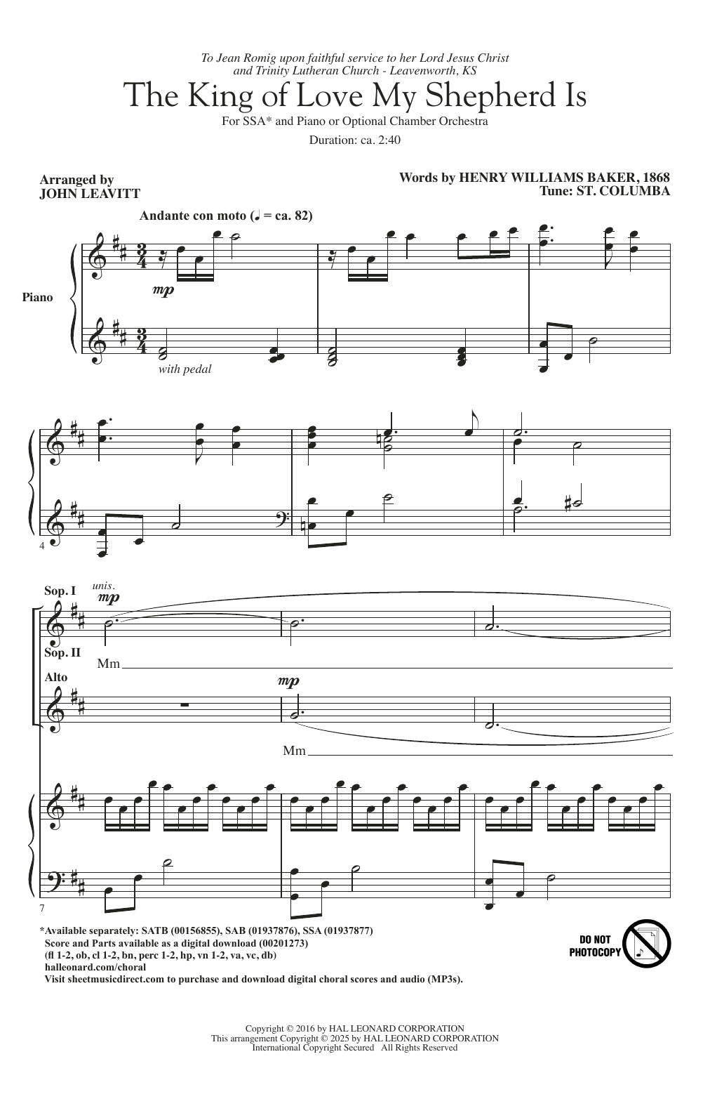 Produktgalerie: Seite 1 von 1 The King Of Love My Shepherd Is (arr. John Leavitt), Traditional Irish Melody, Chor