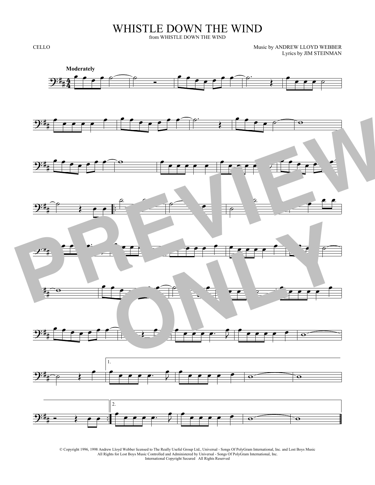 Produktgalerie: Seite 1 von 1 Whistle Down The Wind, Andrew Lloyd Webber, Violoncello