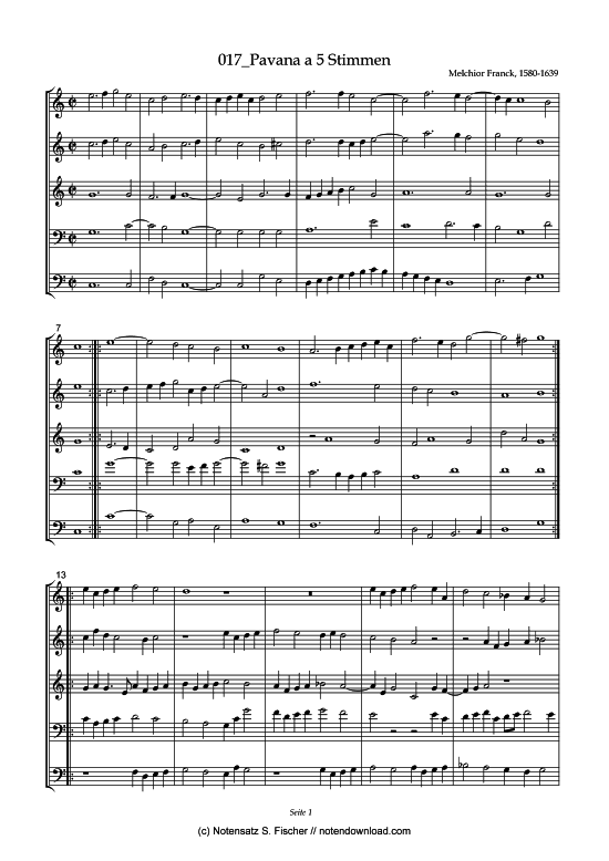 Product picture to: Pavana a 5 StimmenMelchior Franck (1580-1639)