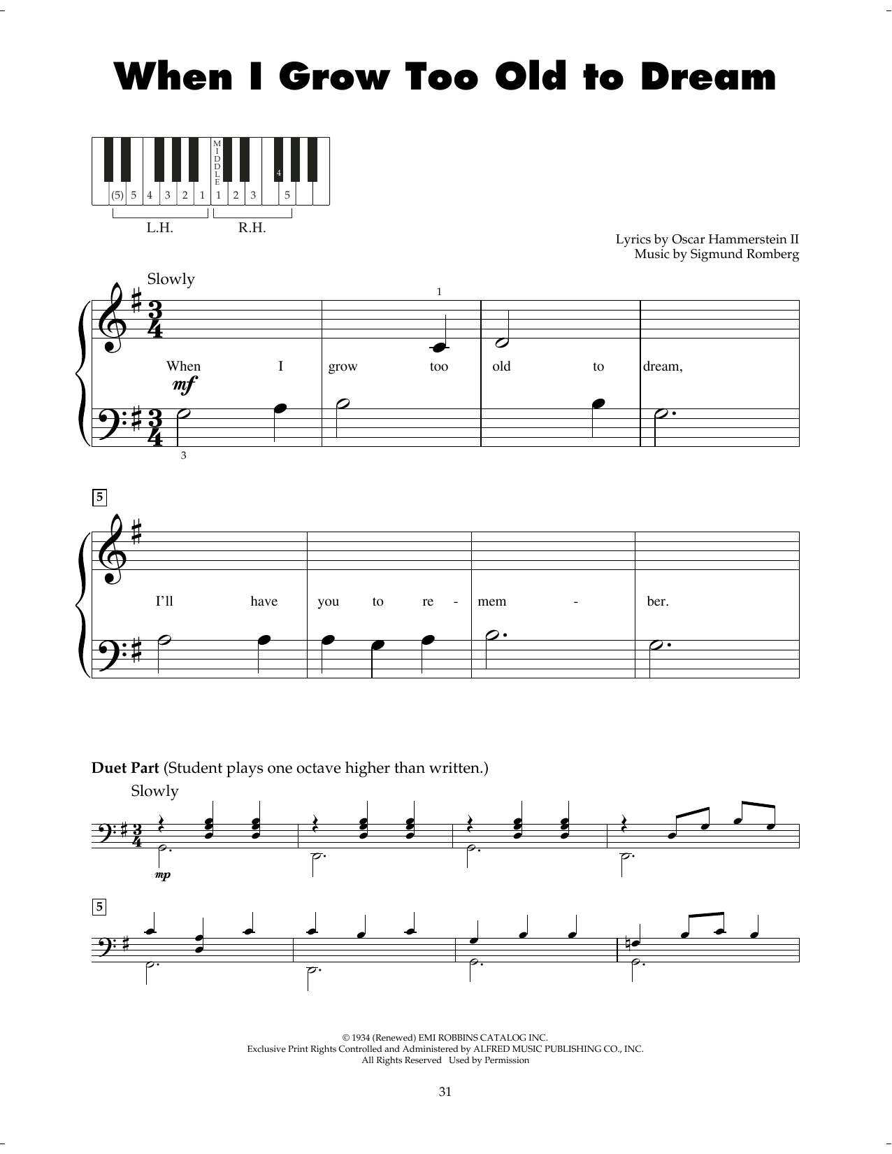 Produktgalerie: Seite 1 von 1 When I Grow Too Old To Dream, Oscar Hammerstein II, Klavier