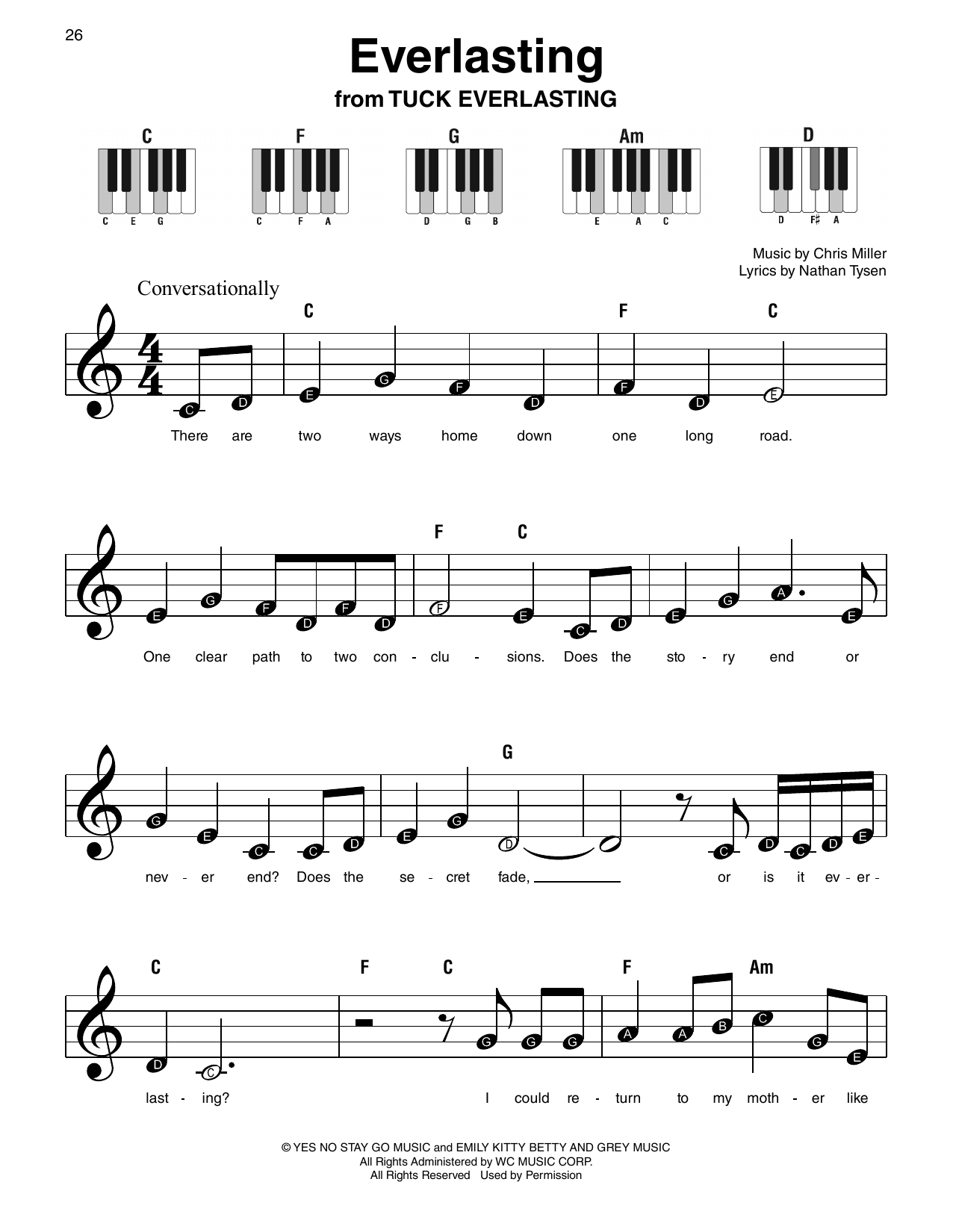 Produktgalerie: Seite 1 von 1 Everlasting (from Tuck Everlasting), Chris Miller and Nathan Tysen, Klavier