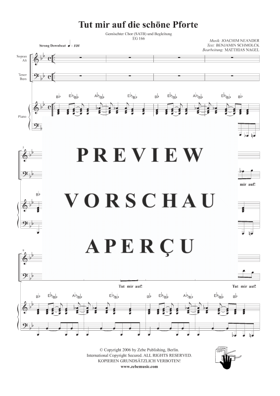 gallery: Tut mir auf die schöne Pforte EG 166, , Gemischter Chor und Klavier