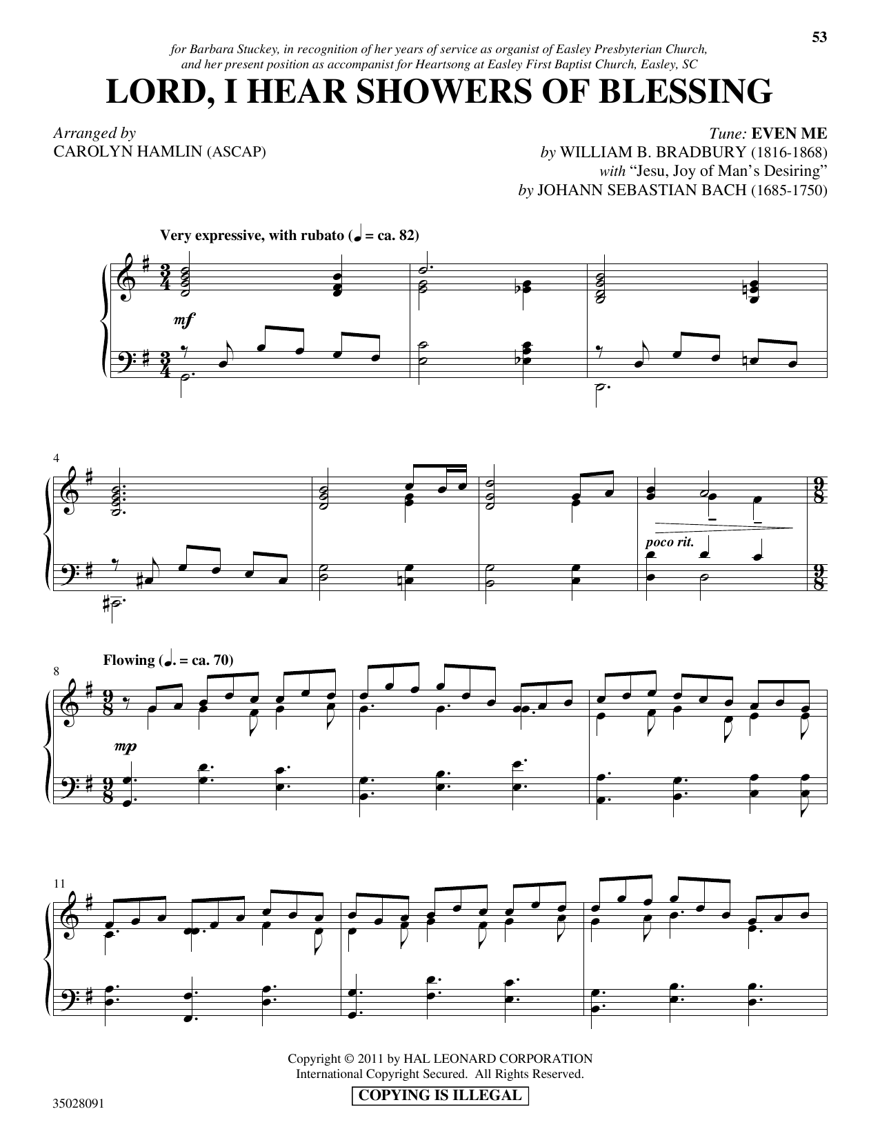 Product picture to: Lord, I Hear Showers Of Blessing (with "Jesu, Joy of Man's Desiring")