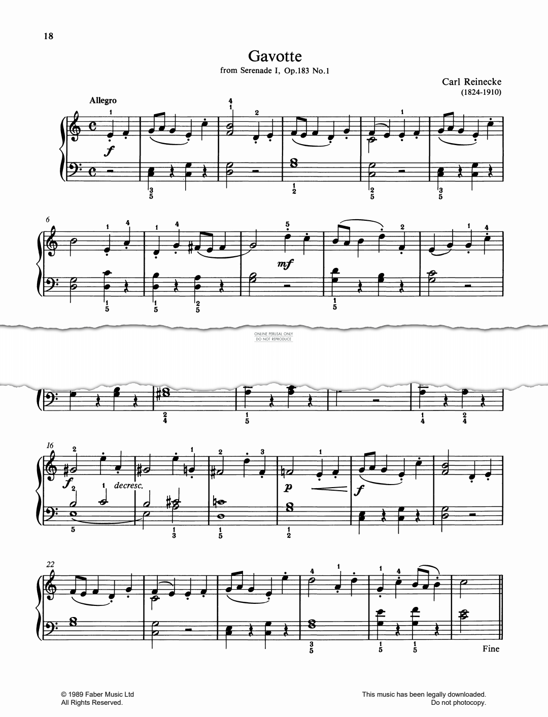 Produktgalerie: Seite 1 von 1 Gavotte, Carl Reinecke, Klavier