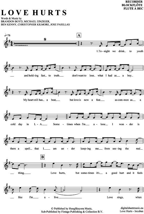 Product gallery: Page 1 of 4 Love Hurts , Incubus, (recorder)