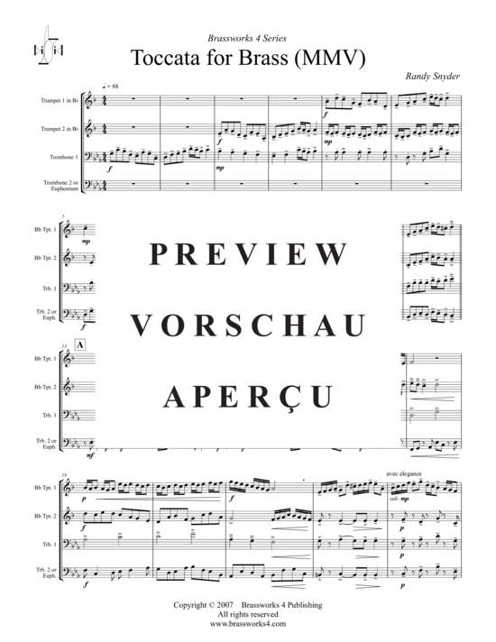 Produktgalerie: Seite 2 von 14 Toccata für Brass, , (2xTrompete in B, Horn in F, Posaune)