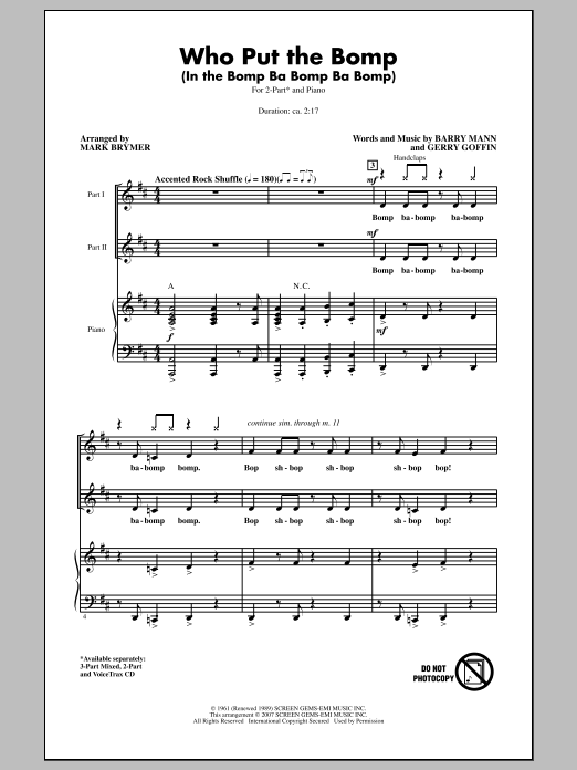 Produktgalerie: Seite 1 von 1 Who Put The Bomp (In The Bomp Ba Bomp Ba Bomp), Mark Brymer, Chor