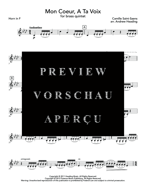 Produktgalerie: Seite 11 von 11 Mon Coeur, A Ta Voix, , (Blechbläser Quintett)