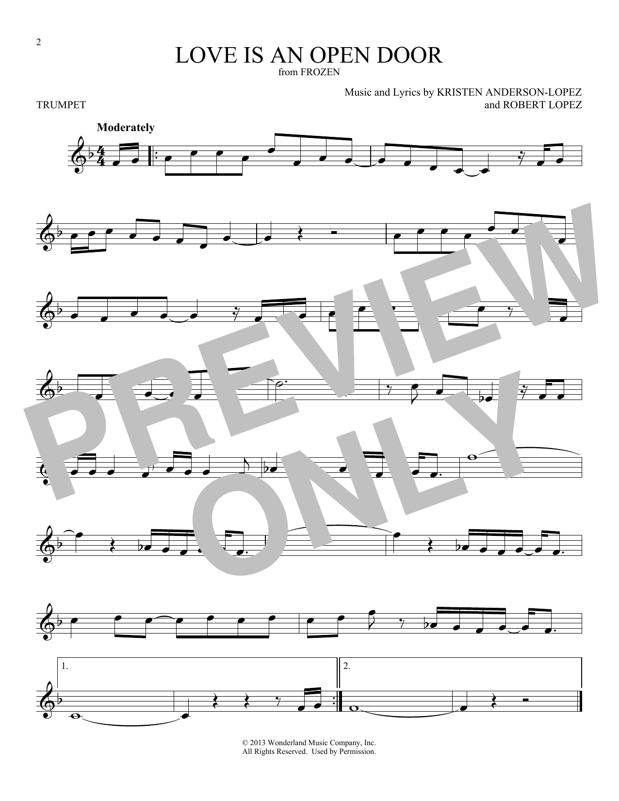 Produktgalerie: Seite 1 von 1 Love Is An Open Door (from Frozen), Kristen Bell & Santino Fontana, Trompete