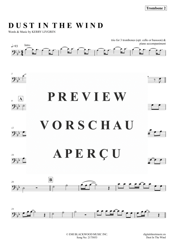 Product gallery: Page 11 of 11 Dust In The Wind, Kansas, (Trombone Trio + Piano)