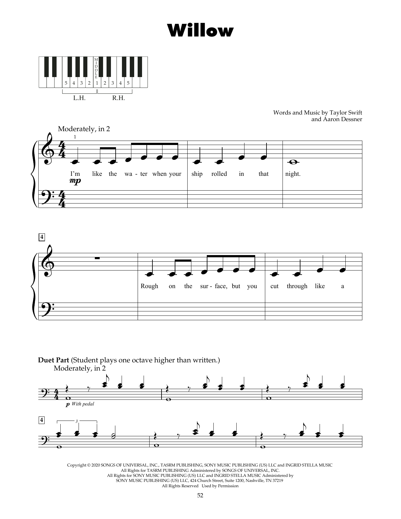 Produktgalerie: Seite 1 von 1 willow, Taylor Swift, Klavier