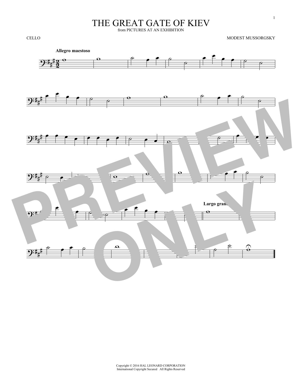 Produktgalerie: Seite 1 von 1 Great Gate Of Kiev, Modest Mussorgsky, Violoncello