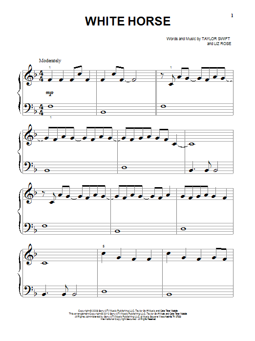 Produktgalerie: Seite 1 von 1 White Horse, Taylor Swift, Klavier