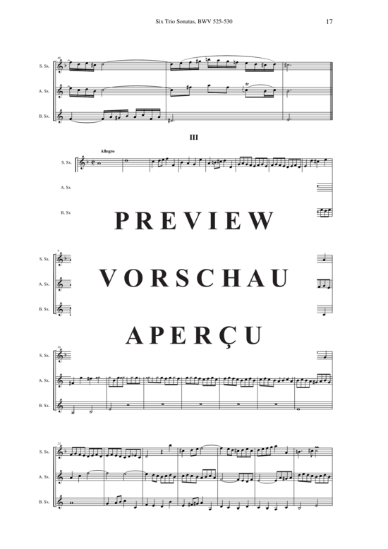 Product gallery: Page 18 of 21 Six Trio Sonatas, BWV 525-530 , , (Saxophone Trio SAB)