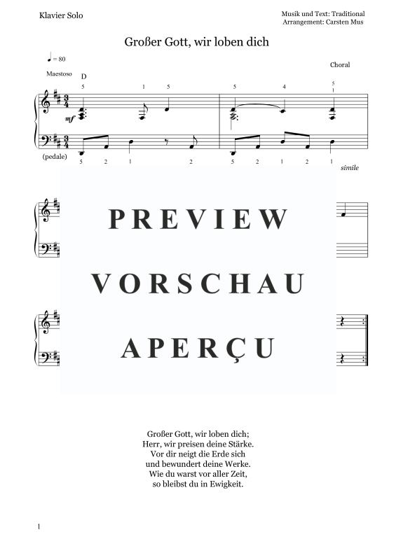 Produktgalerie: Seite 2 von 3 Großer Gott, wir loben dich, , Klavier/Orgel Solo