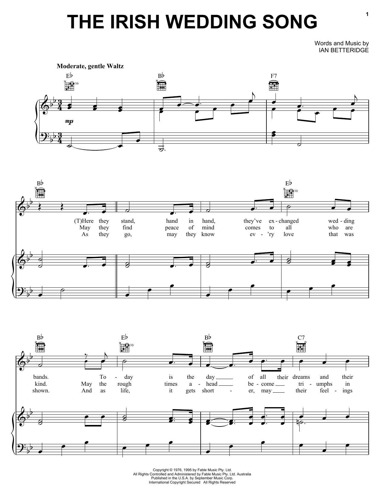 Produktgalerie: Seite 1 von 1 The Irish Wedding Song, Ian Betteridge, Gesang, Gitarre, Klavier
