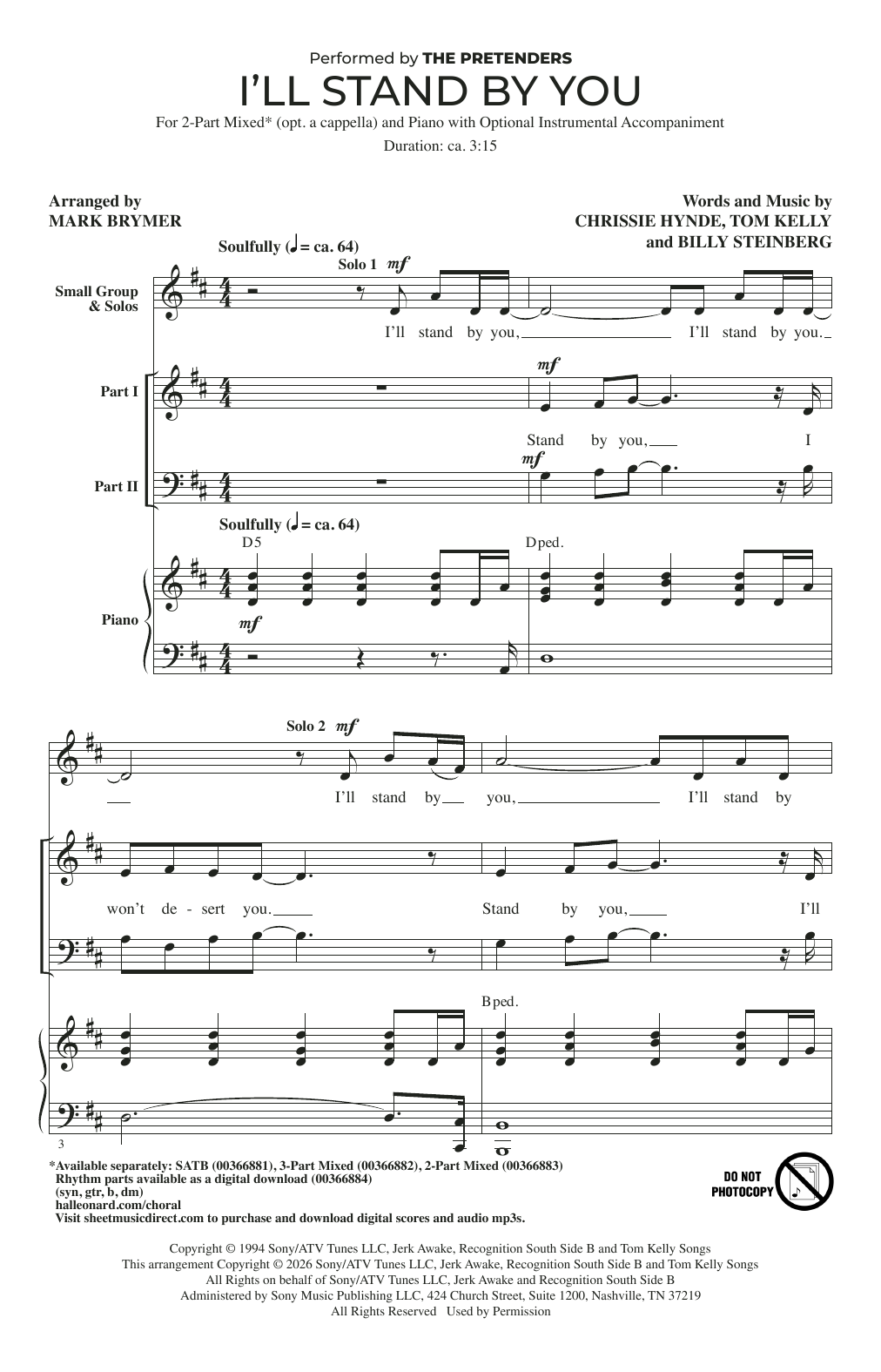 Produktgalerie: Seite 1 von 1 I'll Stand By You (arr. Mark Brymer), The Pretenders, Chor