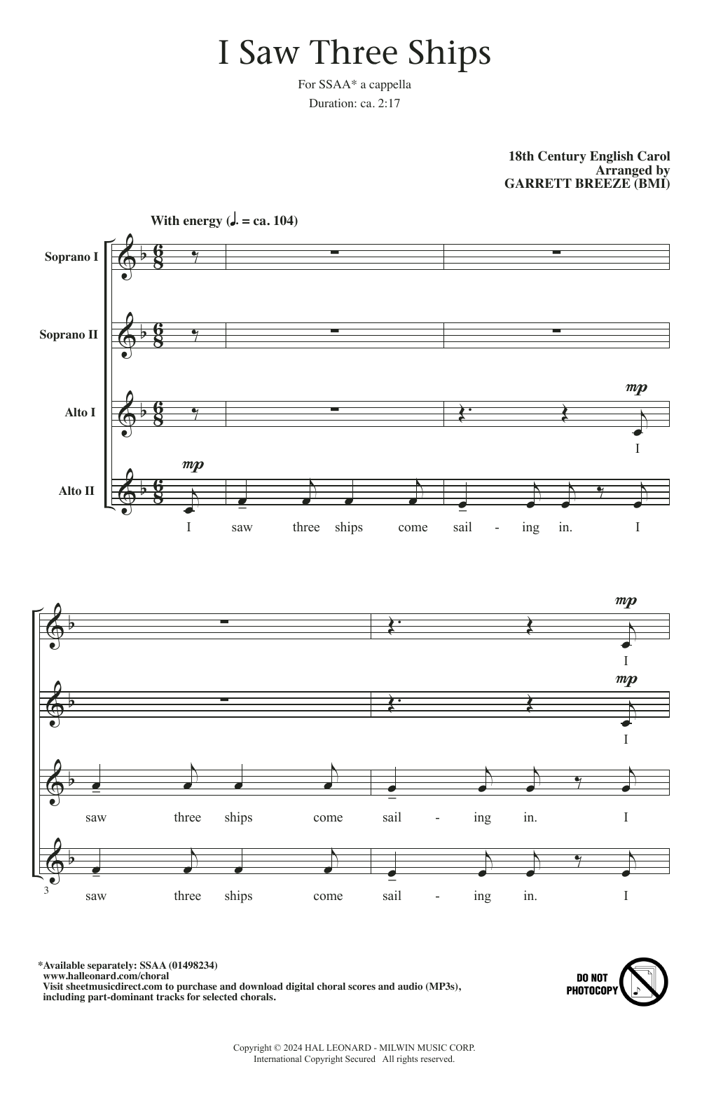 Produktgalerie: Seite 1 von 1 I Saw Three Ships (arr. Garrett Breeze), 18th Century English Carol, Chor