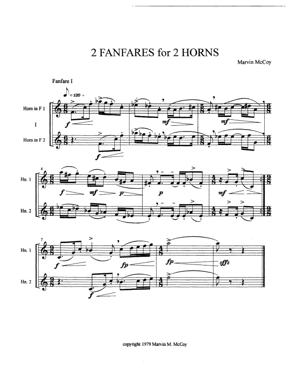 Product gallery: Page 1 of 8 Two Fanfares, , Horn Duet