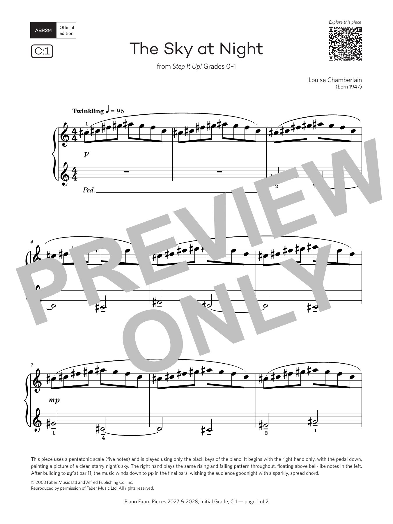Produktgalerie: Seite 1 von 1 The Sky at Night (Grade Initial, list C1, from the ABRSM Piano Syllabus 2027 & 2028), Louise Chamberlain, Klavier