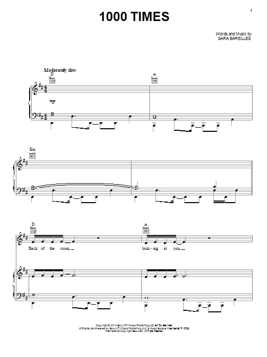 Product picture to:  1000 Times - Sara Bareilles