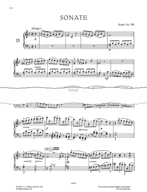 Produktgalerie: Seite 1 von 1 Piano Sonata No. 15 In F Major K533, Wolfgang Amadeus Mozart, Klavier