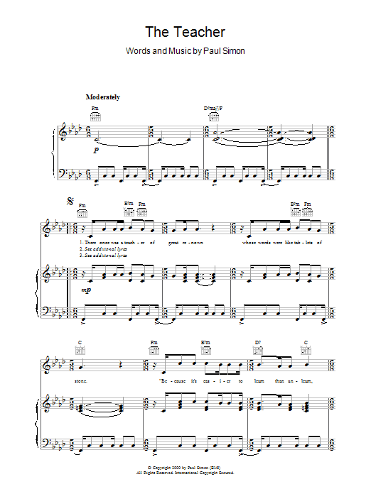 Produktgalerie: Seite 1 von 1 The Teacher, Paul Simon, Gesang, Gitarre, Klavier