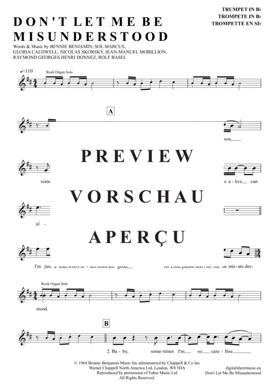 Produktgalerie: Seite 2 von 4 Don´t Let Me Be Misunderstood , Animals The, Trompete in B