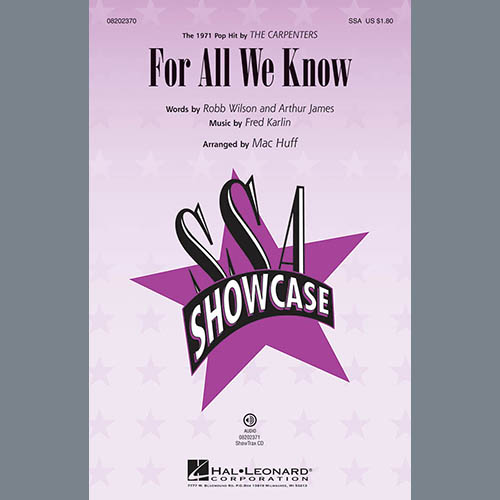 Product picture to: For All We Know (arr. Mac Huff)
