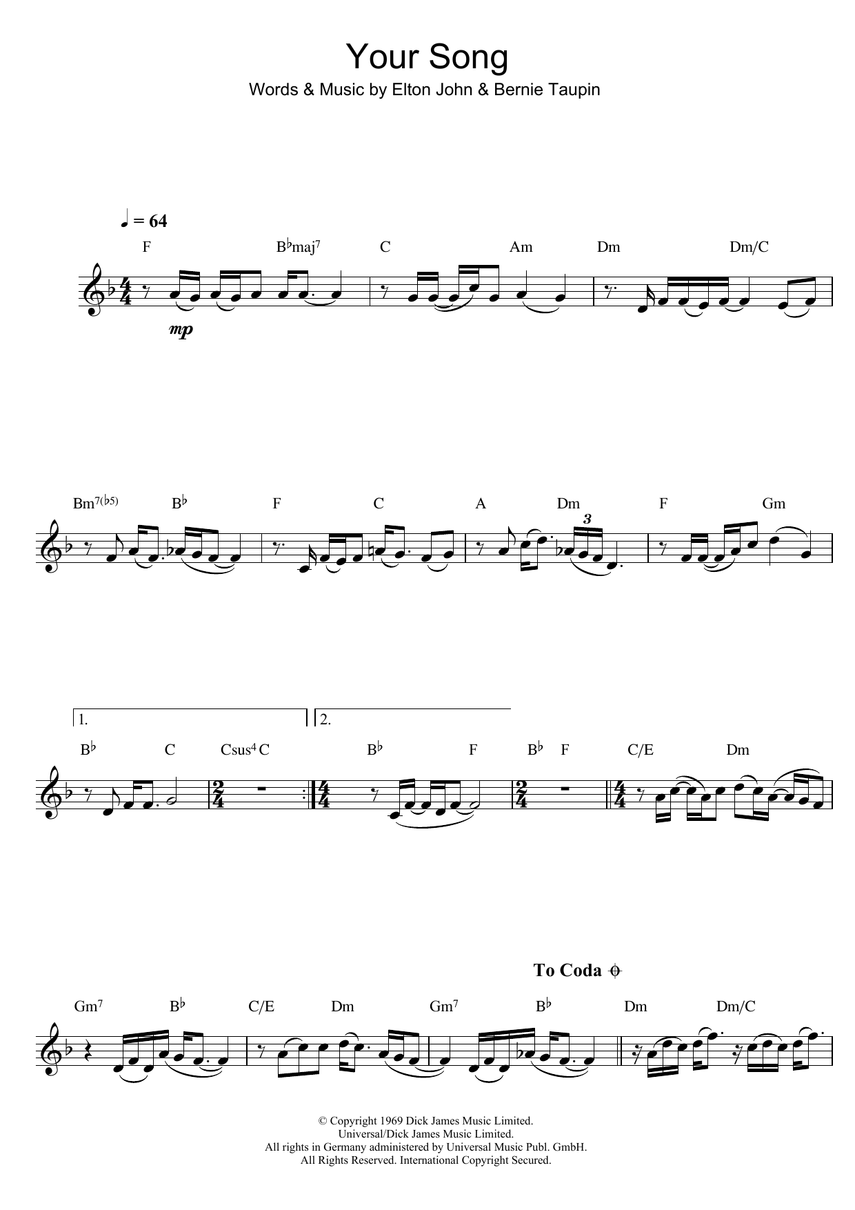 Product gallery: Page 1 of 1 Your Song, Elton John